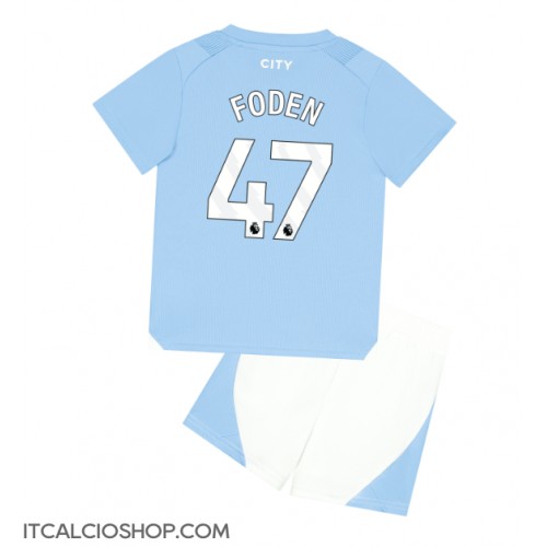 Manchester City Phil Foden #47 Prima Maglia Bambino 2023-24 Manica Corta (+ Pantaloni corti)